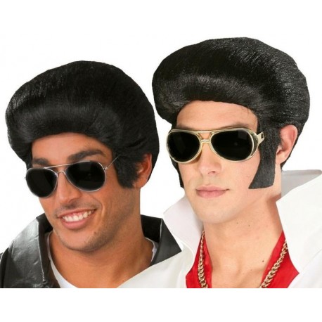 Peluca elvis travolta negra tupe