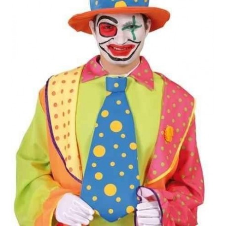 Corbata payaso naranja azul 25 cm