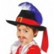 Sombrero mosquetero infantil fieltro negro pluma