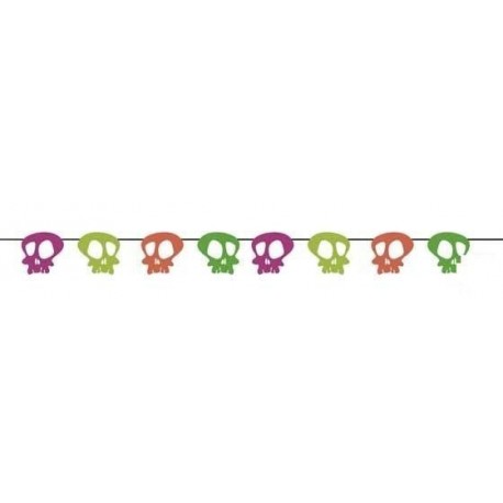 Guirnalda calaveras neon 2 metros decoracion hallo