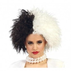 Peluca blanca y negra cruella de vil dalmatas 4857
