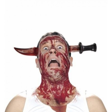 Cuchillo ensangrentado clavado cabeza diadema