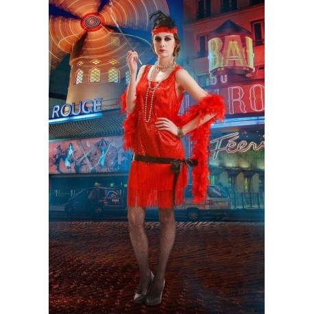 Disfraz charleston rojo mujer años 20 cabaret