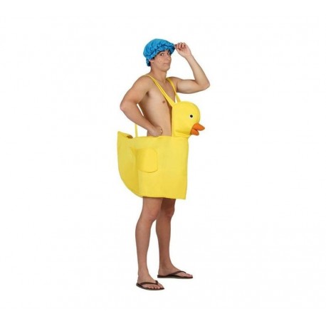 Disfraz patito de goma amarillo de bañera ML adulto
