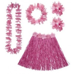 Set hawai rosa falda cinturon collar corona y puls