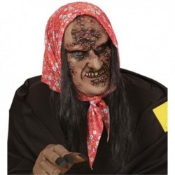 Mascara zombie con pelo careta bruja podrida