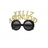 Gafas Feliz Año negras oro redondas
