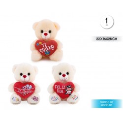 Peluche oso con corazon 28 cm Unidad