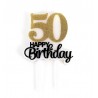 Vela 50 cumpleaños junta oro brillo 6 cm