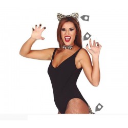 Conjunto leopardo 3 piezas diadema cola pajarita