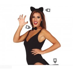 Conjunto gatitat 3 piezas diadema cola pajarita