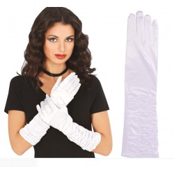 Guantes blancos arrugados 40 cm largos