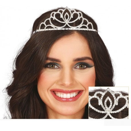 Diadema princesa plata metalica adulto tiara