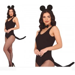 Conjunto ratoncita 3 piezas diadema cola pajarita