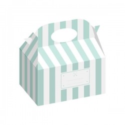 Cajas regalo detalles menta rayas 12 uds 16 cm
