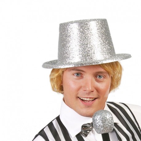Sombrero chistera escarcha plata