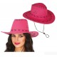 Sombrero vaquero fucsia simil piel adulto