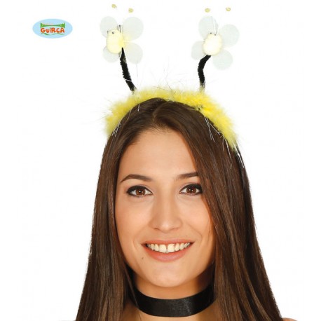Diadema abeja con marabu amarillo