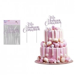 Topper tarta primera comunion rosa