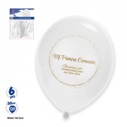 Globos primera comunon gracias por acompanarme 6 uds 30 cm