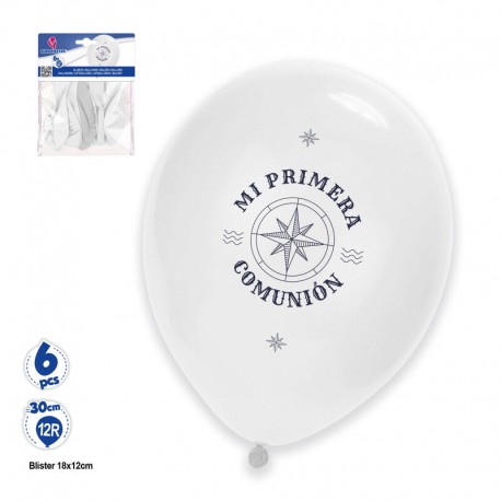 Globos primera comunon marinero 6 uds 30 cm