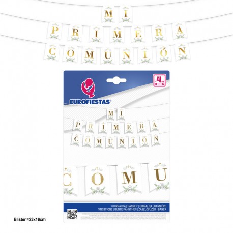 Guirnalda mi primera comunion blanco oro 4 metros
