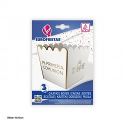 Caja palomitas comunion oro 3 uds 7x75 cm