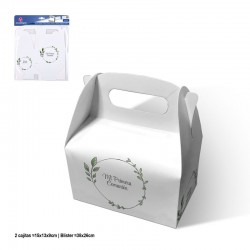 Caja regalo primera comunion hojas 15x13x9 cm 2 uds