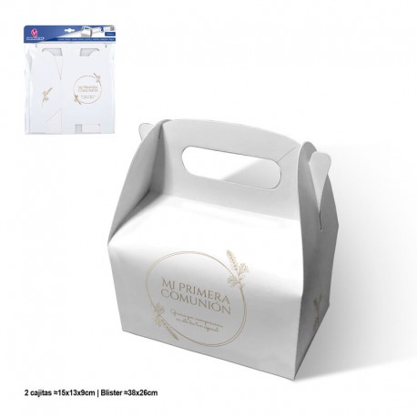 Caja regalo primera comunion gracias 15x13x9 cm 2 uds