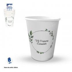 Vasos comunion marco hojas 8 uds