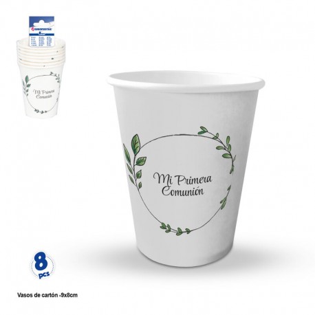 Vasos comunion marco hojas 8 uds