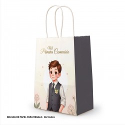 Bolsa regalo primera comunion nino chaleco 21x15x8 cm