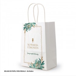 Bolsa regalo primera comunion blanca 21x15x8 cm