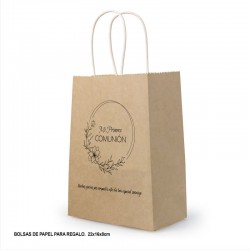 Bolsa regalo primera comunion Kraft 21x15x8 cm
