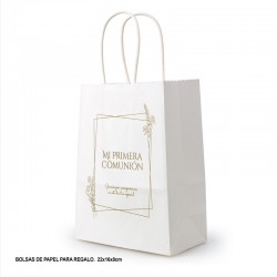 Bolsa regalo primera comunion blanca 21x15x8 cm