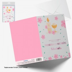 Tarjeta felicitacion primera comunion nina