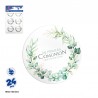 Pegatinas redondas 5 cm mi primera comunion ramas verdes 24 uds