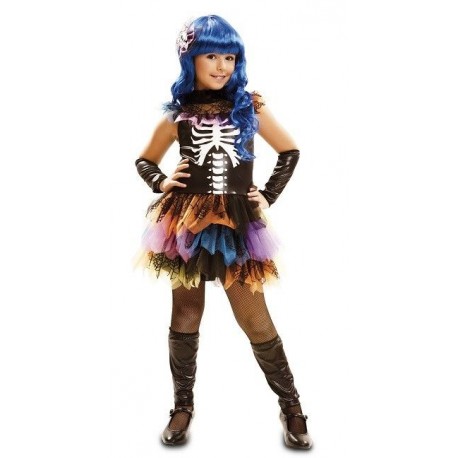 DISFRAZ ESQUELETO ARCO IRIS VARIAS TALLAS ANOS TUTU NINA