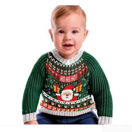 Jersey navideno Santa para bebe 12 18 meses lana