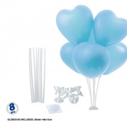 Soporte varillas para globos con pie transparente 8 uds