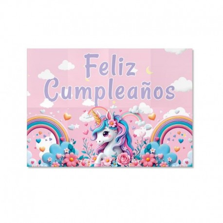 Cartel cumpleanos unicornio 70x100 cm