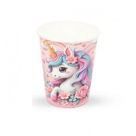 Vasos cumpleanos unicornio arcoiris 8 uds