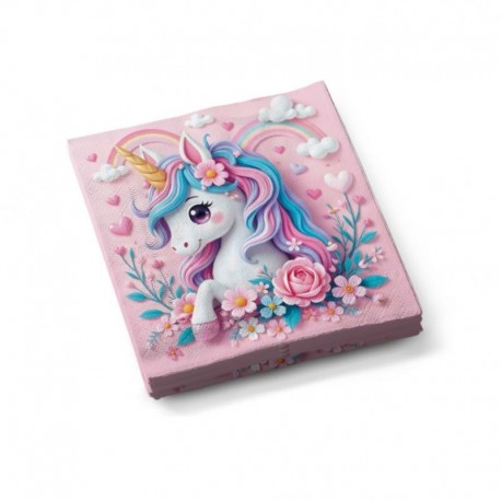 Servilletas cumpleanos unicornio 12 uds 33 cm