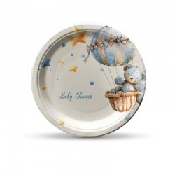 Platos Baby osito en globo 8 uds 18 cm Baby Shower