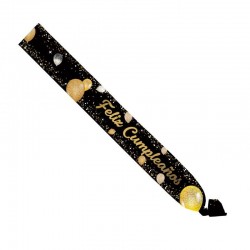 Banda Feliz cumpleanos negra oro