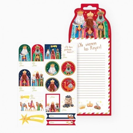 Etiquetas adhesivas con carta reyes magos 2 uds