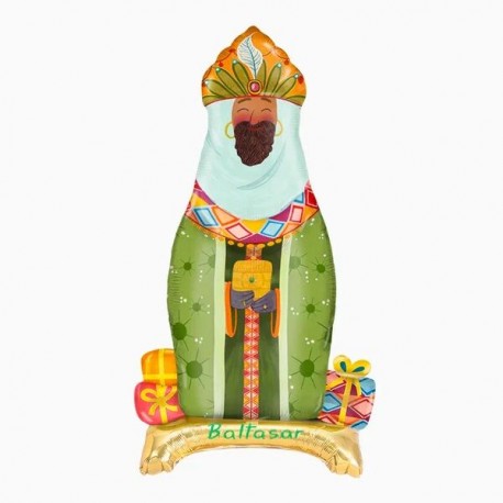 Globo Rey Mago Baltasar con base sin helio 90 cm