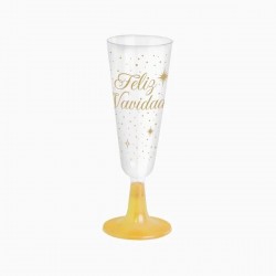 Copa cava reutilizable Feliz navidad oro 4 uds