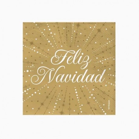Servilletas Feliz navidad oro 30 uds de 33 cm