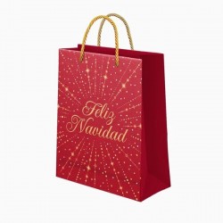 Bolsa de regalo Feliz navidad roja 18x10x24 cm